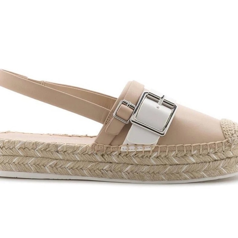 Karl Lagerfeld Nude & White Alexi Leather Slingback Espadrilles Sandals - Picture 2 of 10
